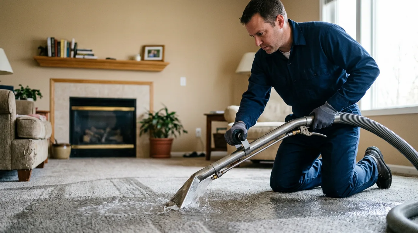 Water damage restoration technician working near Flat Rock, MI